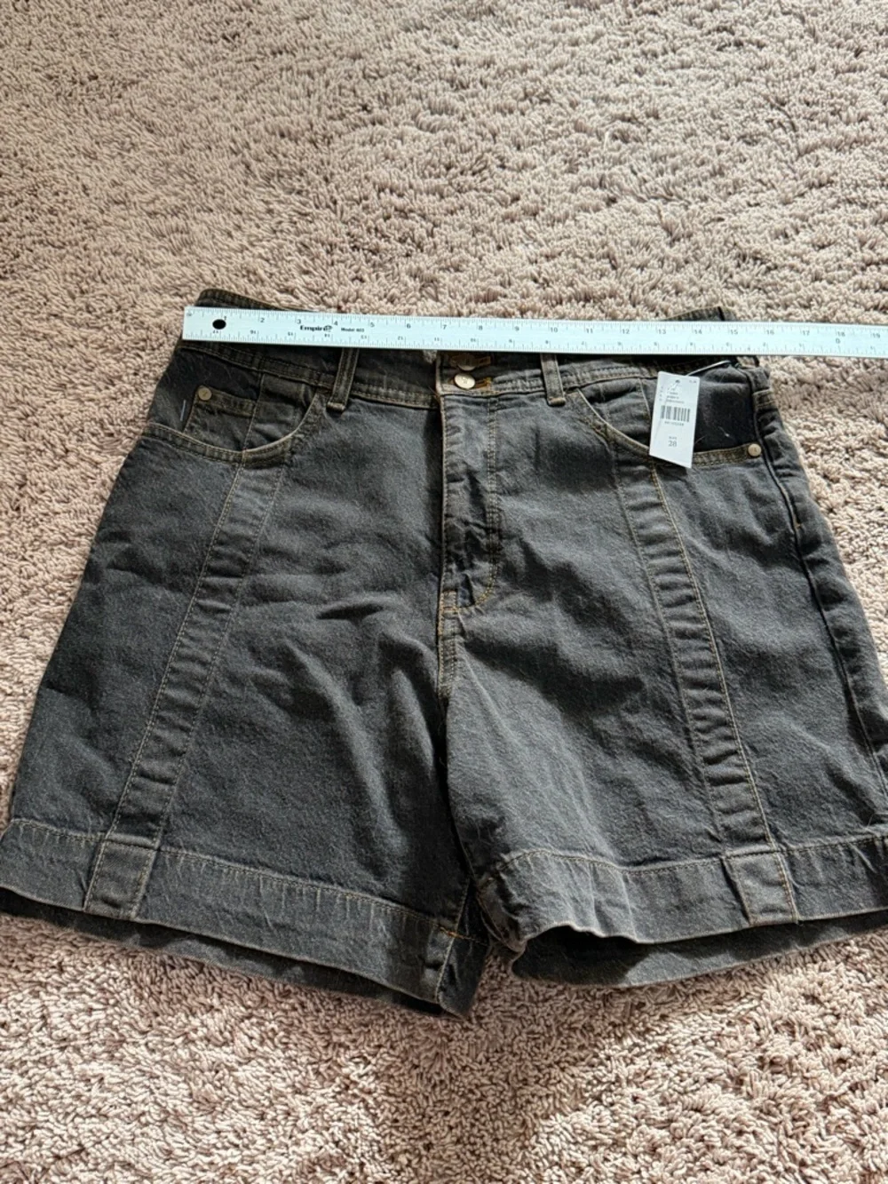 NWT new 28 Anthropologie pilcro seamed long denim jean shorts black gray gold